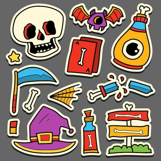 hand drawn cartoon doodle halloween sticker design