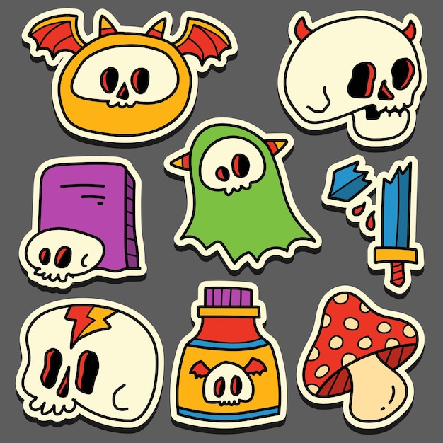 hand drawn cartoon doodle halloween sticker design