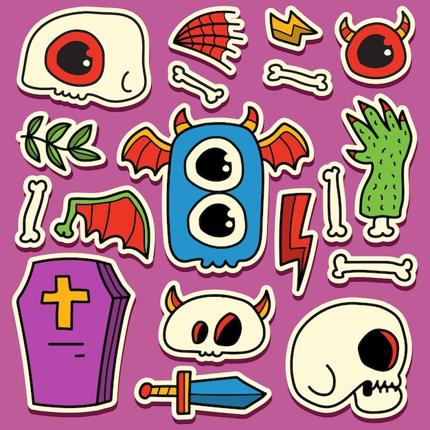 hand drawn cartoon doodle halloween sticker design