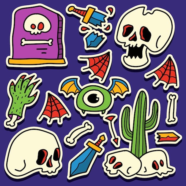 hand drawn cartoon doodle halloween sticker design