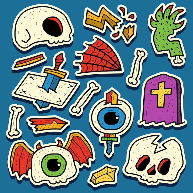 hand drawn cartoon doodle halloween sticker design