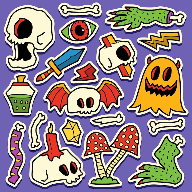 hand drawn cartoon doodle halloween sticker design