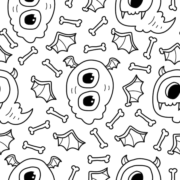 hand drawn cartoon doodle monster pattern design