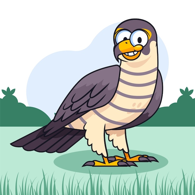 Hand drawn cartoon falcon face illustration