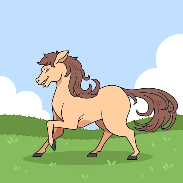 Hand drawn cartoon horse illustration