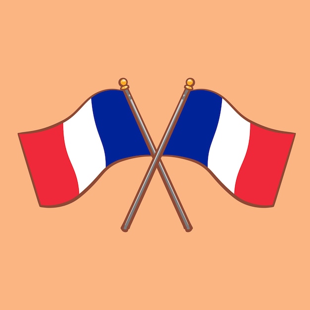 Hand drawn cartoon illustration of French flag