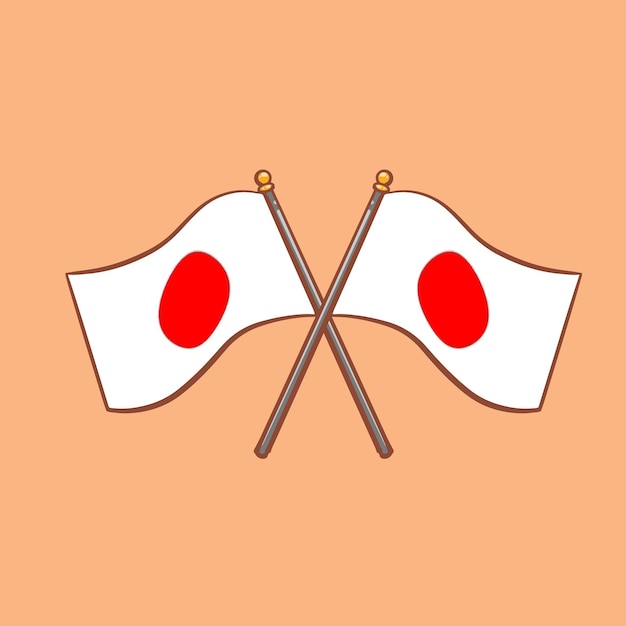 Hand drawn cartoon illustration of Japanese flag