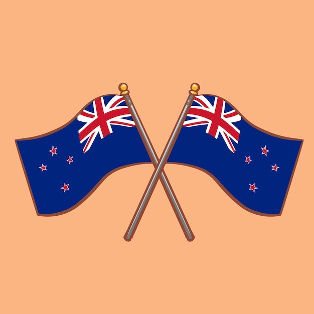 Hand drawn cartoon illustration of New Zealand flag