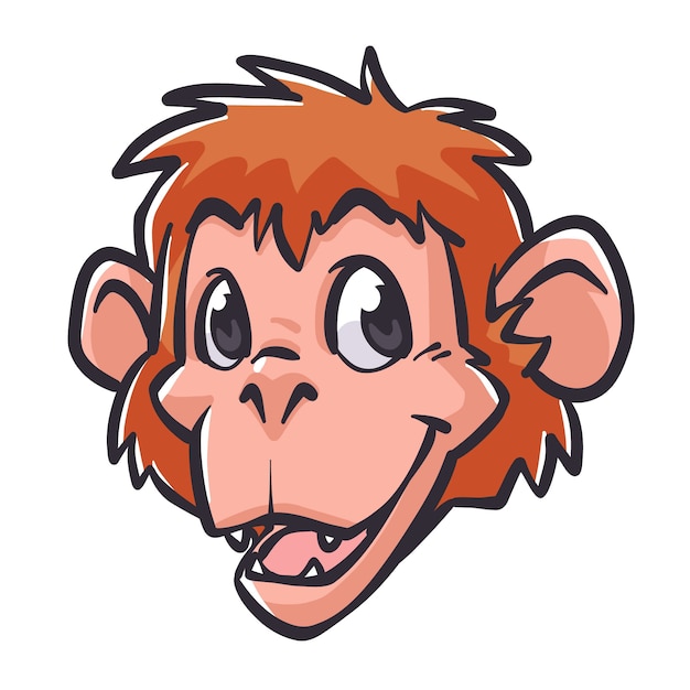 Hand drawn cartoon monkey face illustration