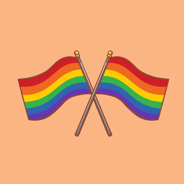 Hand drawn cartoon rainbow flag illustration material