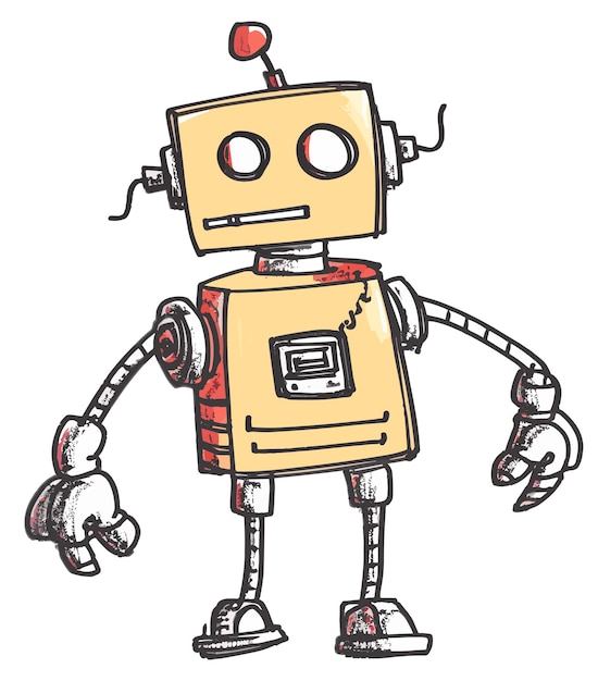 hand drawn cartoon robot toy