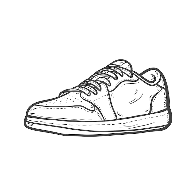 Hand drawn cartoon Shoes Sneakers. Cartoon Style Vector