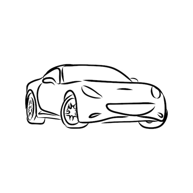 Hand drawn carVehicle sedan Auto design drawingDoodle sketch lines