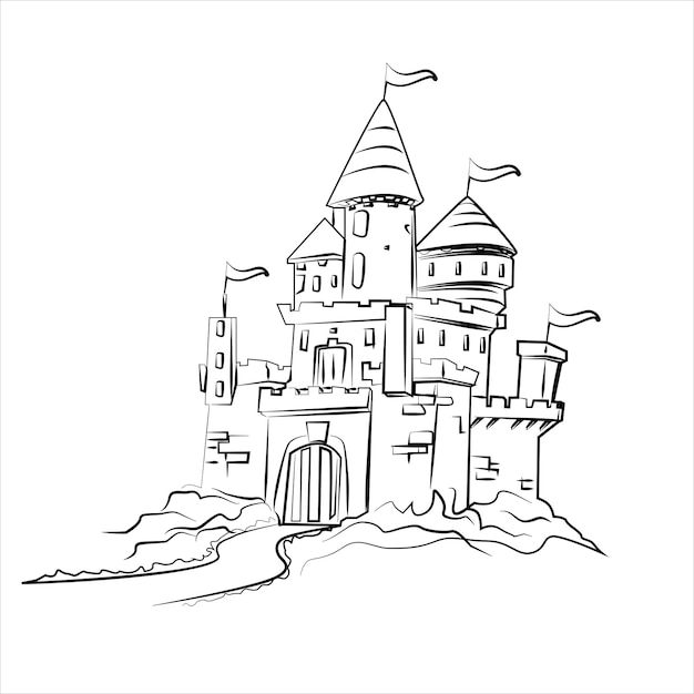 Hand drawn castle vector illustration design.