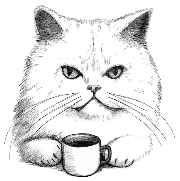 hand drawn cat illustration