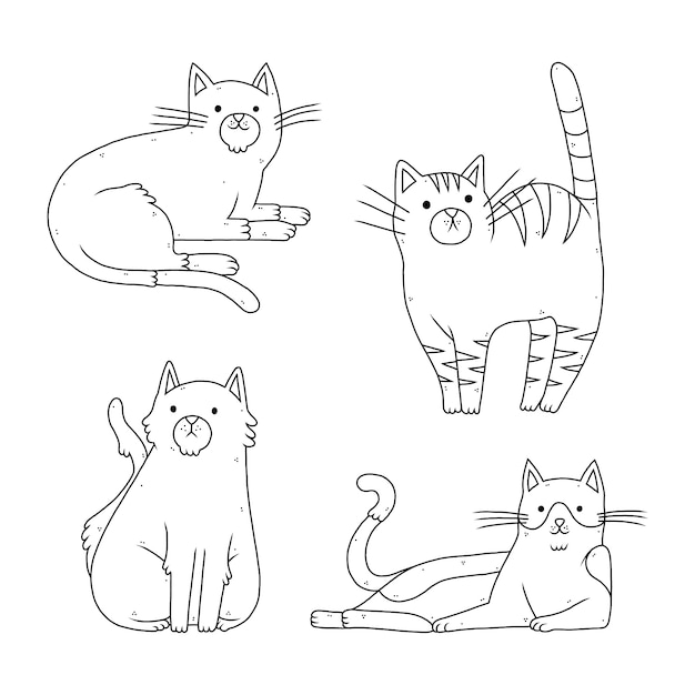 Hand drawn cat outline illustration