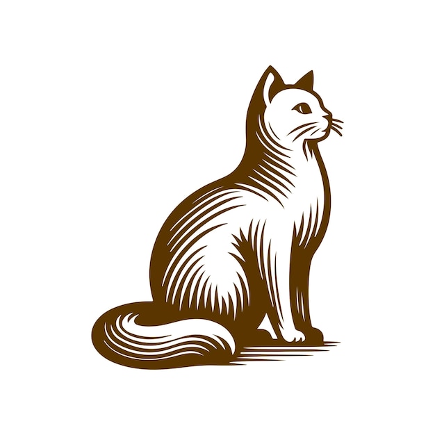 hand drawn cat vintage logo illustration