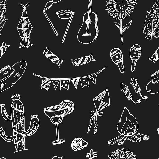 Hand drawn celebration seamless pattern