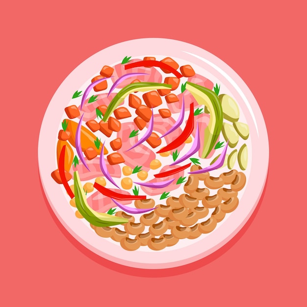 Hand drawn ceviche illustration