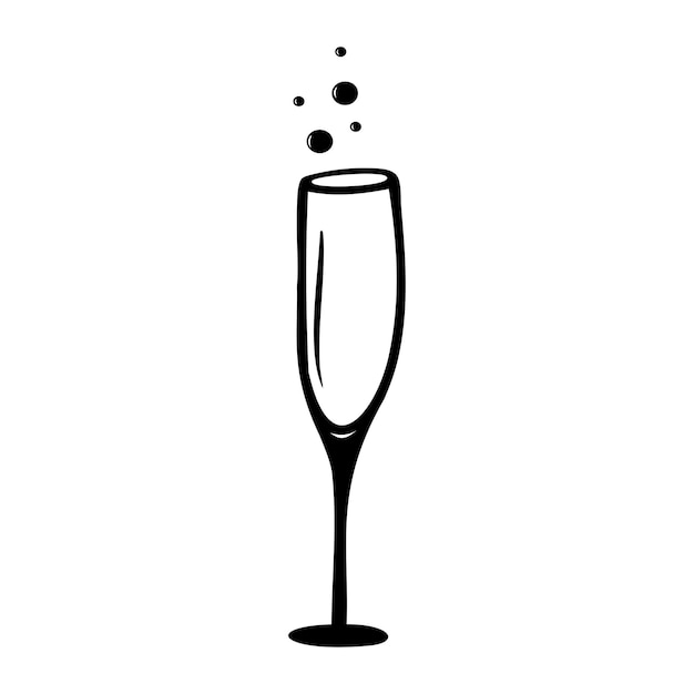 Hand drawn champagne glass isolated on a white background