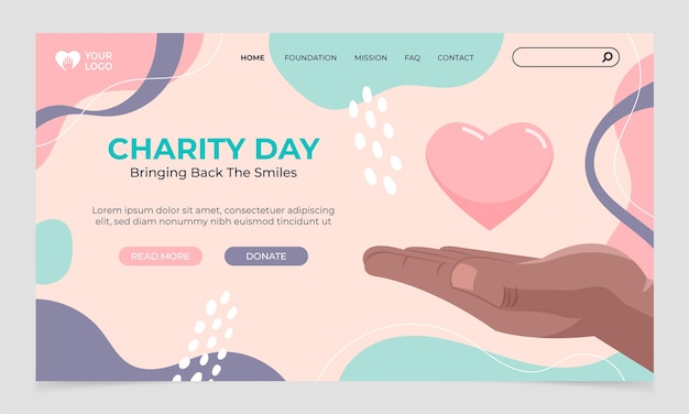 Hand drawn charity event landing page template