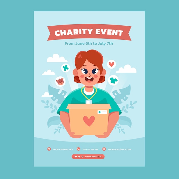 Hand drawn charity event poster template