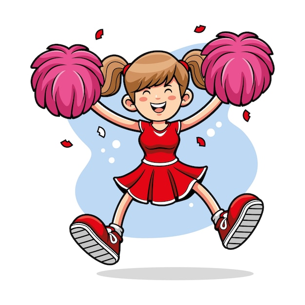 Hand drawn cheerleader cartoon illustration