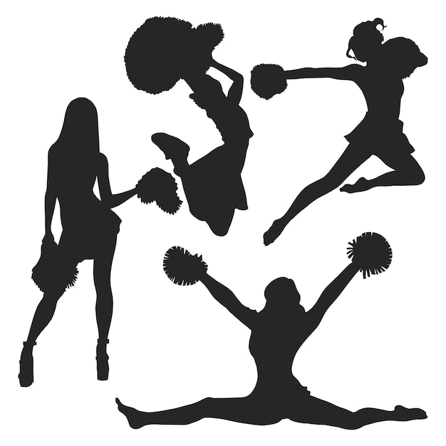 Hand drawn cheerleader silhouettes