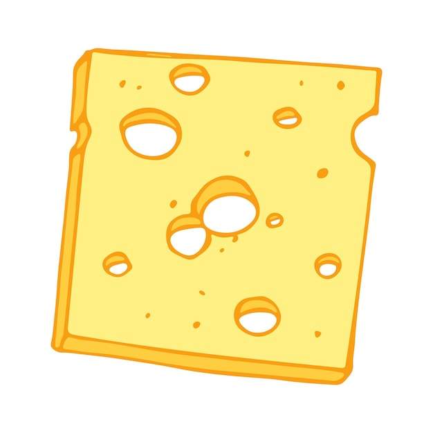 Hand drawn cheese parts and slices isolated on a white background Cheese icon Vector cheese clipart