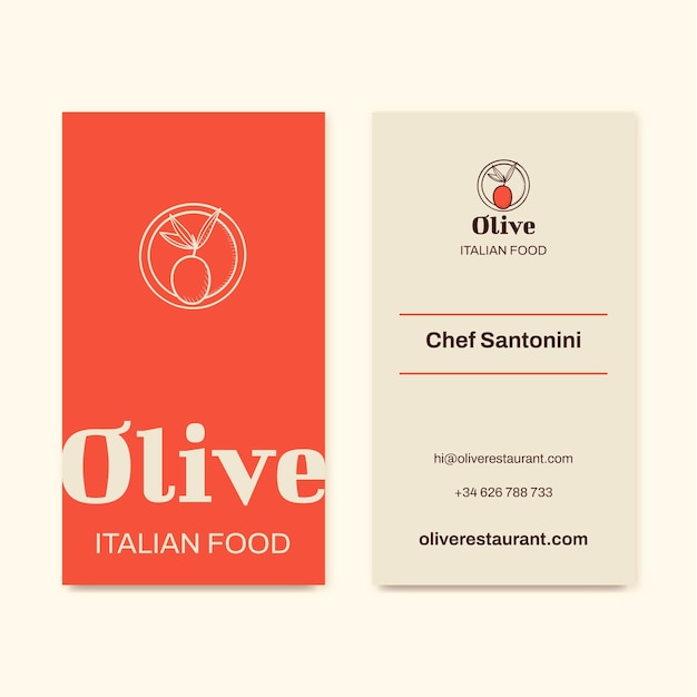 Hand drawn chef job vertical business card