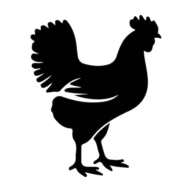 Vector hand drawn chicken silhouette illustration