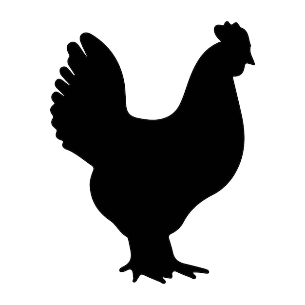 Vector hand drawn chicken silhouette illustration