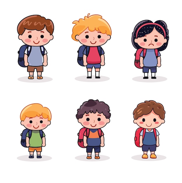 Hand Drawn Children Back To School Flat Cartoon Vector Illustration