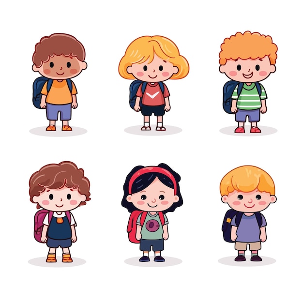 Hand Drawn Children Back To School Flat Cartoon Vector Illustration