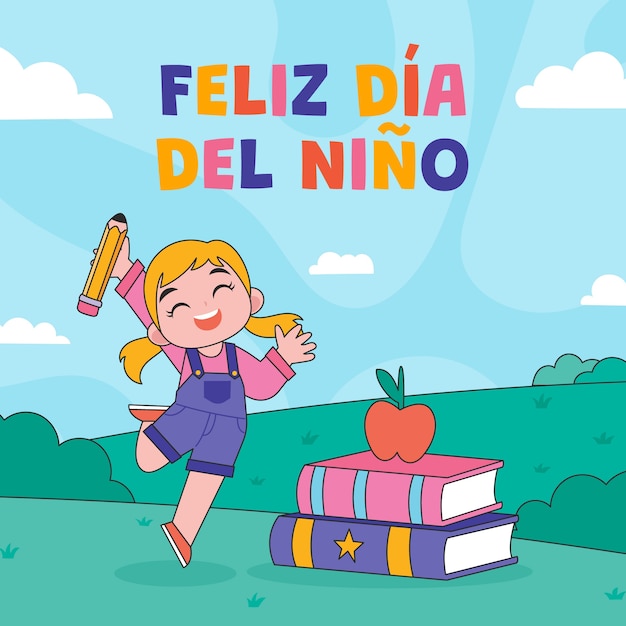 Hand drawn children's day in spanish illustration