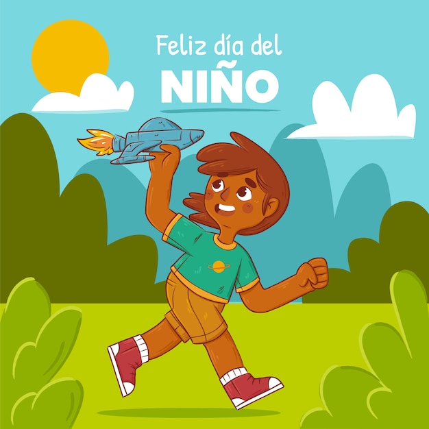 Hand drawn children's day in spanish illustration