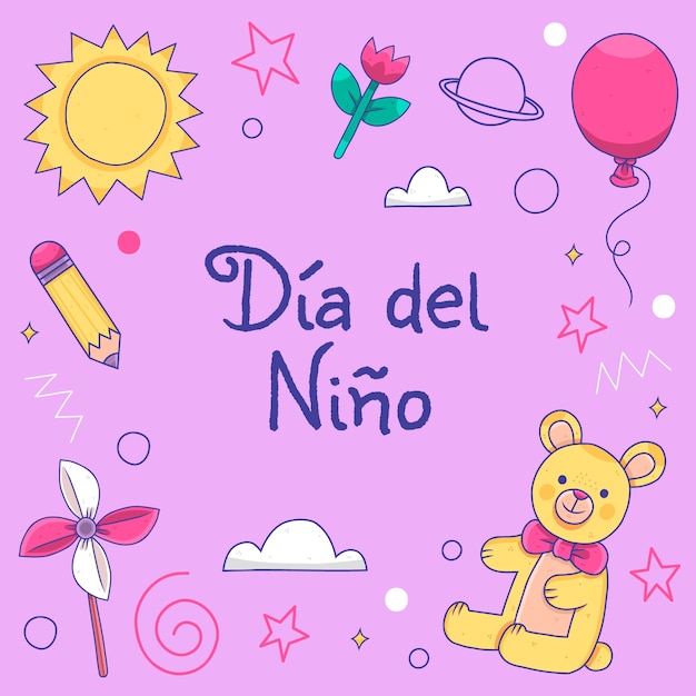 Hand drawn children's day in spanish illustration