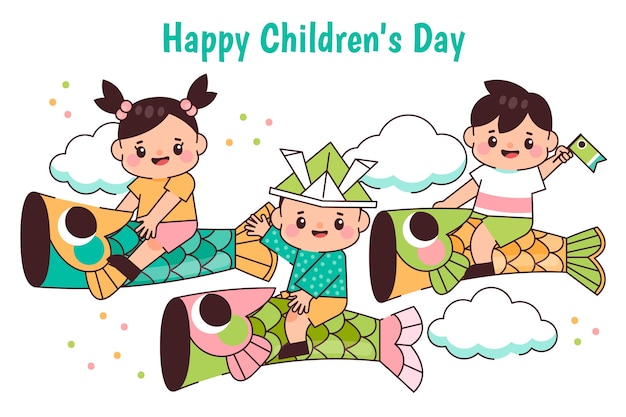 Hand drawn childrens day background