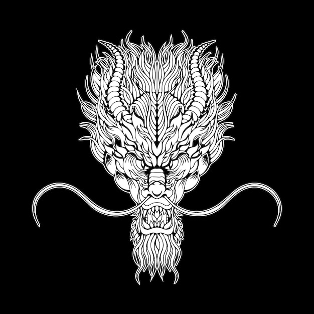 Hand drawn chineese dragon head