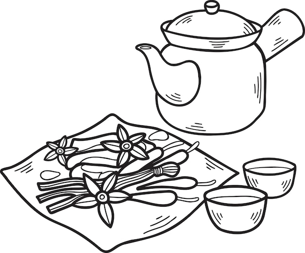 Hand Drawn Chinese herbs Chinese and Japanese food illustration