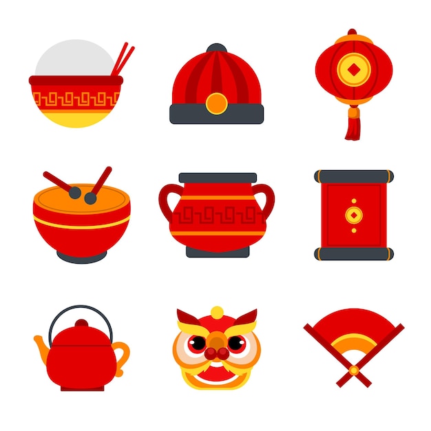 Hand Drawn Chinese New Year Icon Set