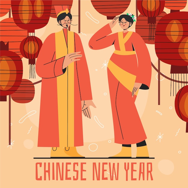 Hand drawn chinese new year illustration