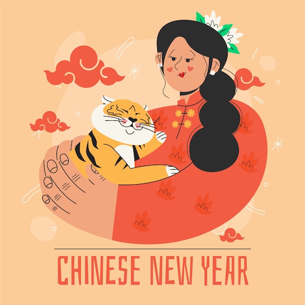 Hand drawn chinese new year illustration