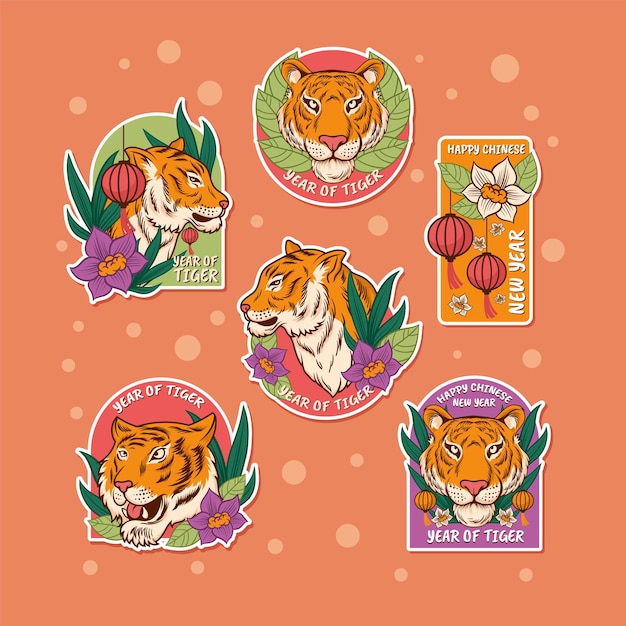 Hand Drawn Chinese New YearYear Of Tiger Stickers