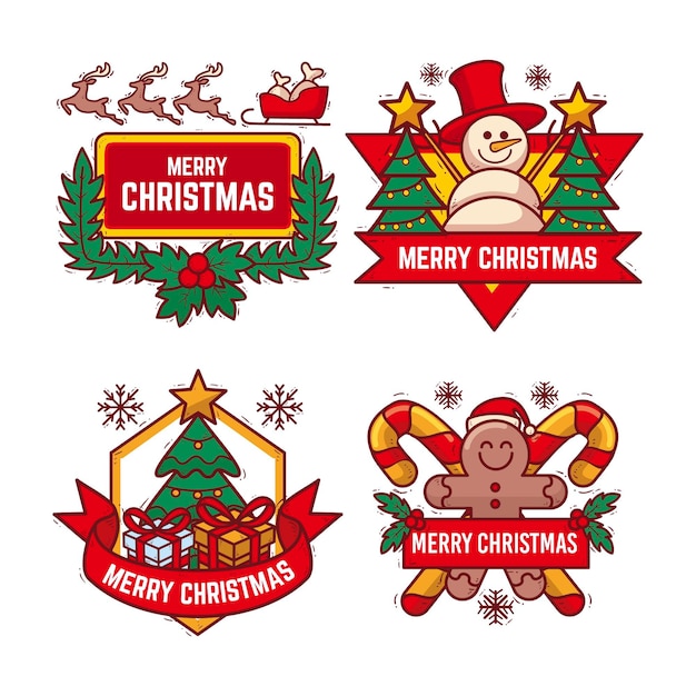 Hand drawn christmas badge collection