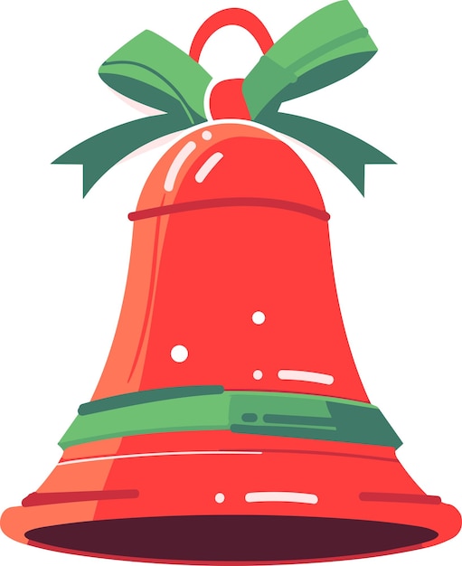 Hand Drawn christmas bell in flat style isolated on background