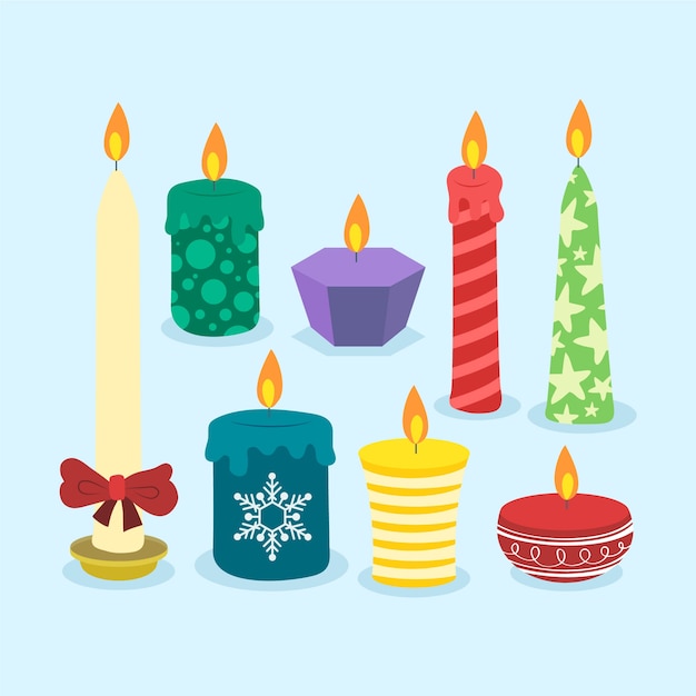 Hand drawn christmas candle collection