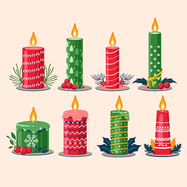 Hand drawn christmas candle collection