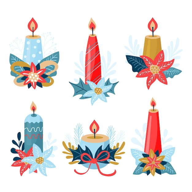 Hand drawn christmas candle collection