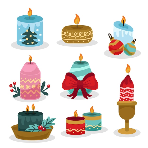 Hand drawn christmas candle collection